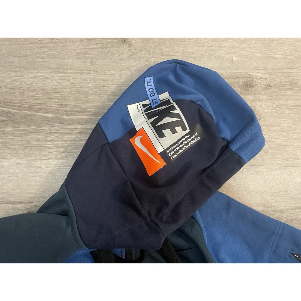 NWT Nike Dri-FIT Mens Colorblock Full Zip Hoodie Blue Teal DQ4787-454 - Picture 3 of 6